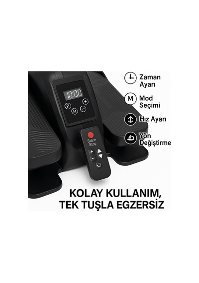 Eliptik Kondisyon Bisikleti - Egzersiz Aleti - Şık Tasarım - Ayak Masaj Aleti Siyah Tek Ebat