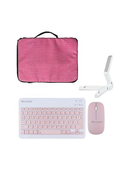 Microcase Samsung S11 11 İnch Tablet Uyumlu Tablet Çanta+türkçe Bluetooth Klavye +mouse+ Standı - Pembe Al8127 Omuz Çantası