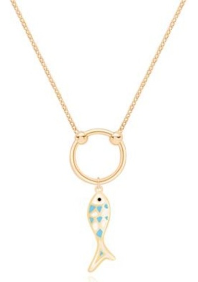 Diamond Line-Gülaylar - Sarı Altın 14 Ayar Balık Kolye N11.25099