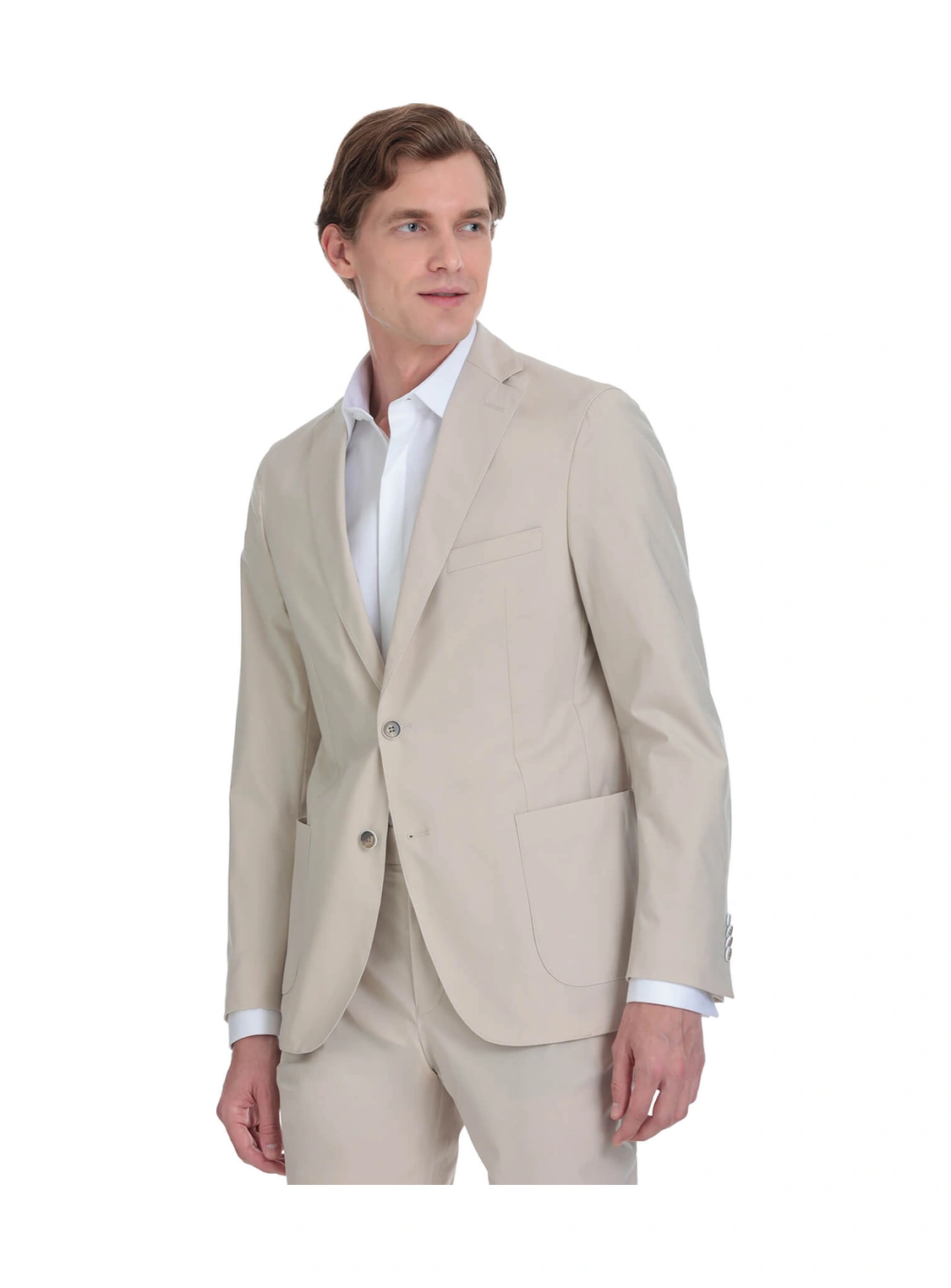 Hatemoğlu Bej Slim Fit Mono Yaka Casual Takım Elbise Bej