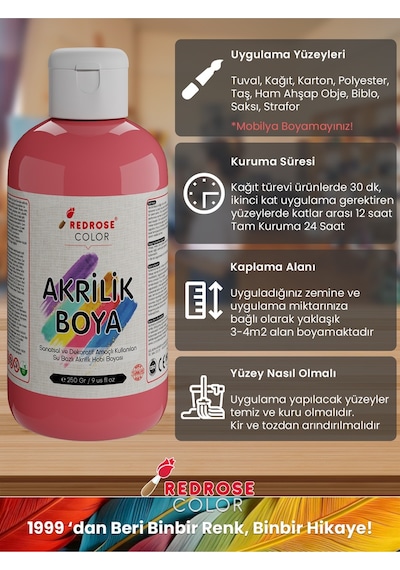 Red Rose Fantazi Renkler Akrilik Boya 6'lı Set 6 x 250 G