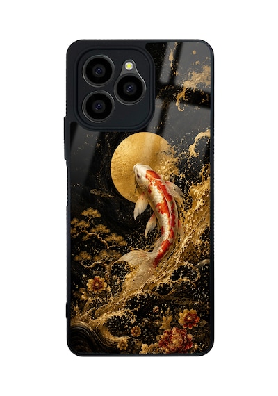 Omix X6 Golden Koi Elegance Tasarımlı Glossy Telefon Kılıfı Siyah