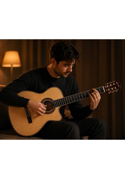 Qcg2303n Elektro Klasik Gitar 39 4 Bant Ekolayzırlı, Gül Ağacı Klavye Full Set: Askı, Tel, Pena, Capo, Tuner, Temizleme Bezi Hediye Natürel