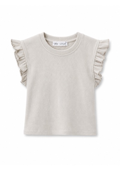 Baby Lory Kids Store Fırfır Kol Detaylı T-shirt Ekru