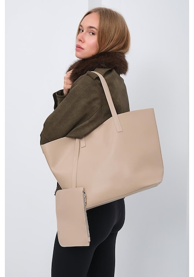 Shule Bags Carrie Cüzdanlı Omuz Çantası Bej Bej