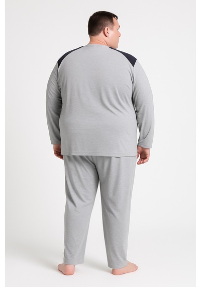 Mutlu City Erkek Yüksek Kalite İnterlok Penye Büyük Beden Pijama Takımı 18540 Açık Gri