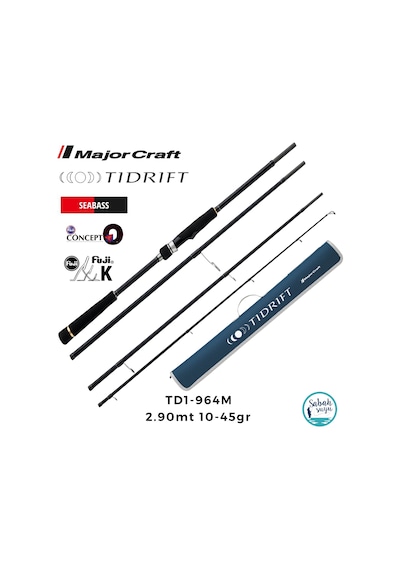Major Craft Tidrift 1g Td1-964m Seabass 2.90mt 10-45gr 4p Seyahat Spin Kamış Standart