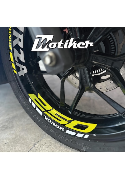 Honda Forza 250 Jant İç & Dış Neon Sarı Ve Beyaz Sticker Etiket M