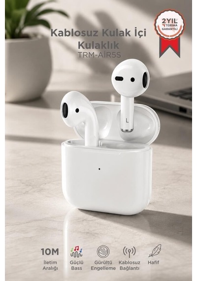 Özel Seri Pratik Alet Seyahat Ürünü Telefon Aksesuarı Bluetooth Kulaklık Air-5s Beyaz