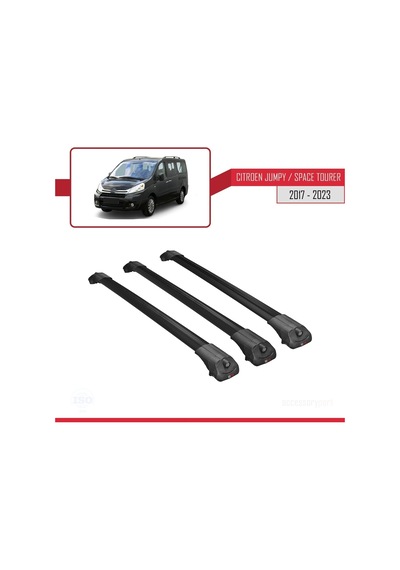 Citroen Jumpy 2007-2017 Arası İle Uyumlu Ace-1 Ara Atkı Tavan Barı Siyah 3 Adet Bar