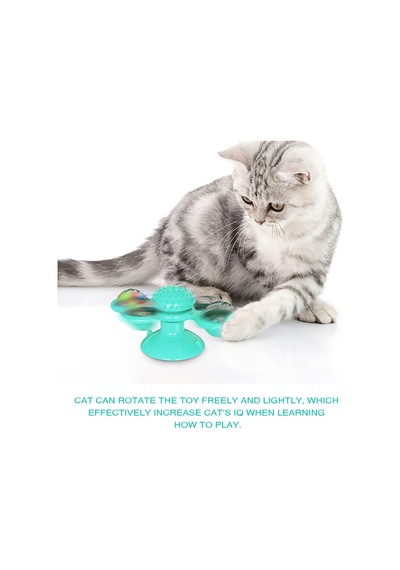 Teltree Eğlenceli Led Işıklı Dönen Kedi Oyuncağı - Kedi Naneli, Emici Tabanlı, Çiğneme Ve Egzersiz İçin