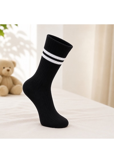 Ciho Socks Daily 6 Çift Çocuk %100 Pamuk Çizgili Tenis Okul Kolej Çorabı KARIŞIK