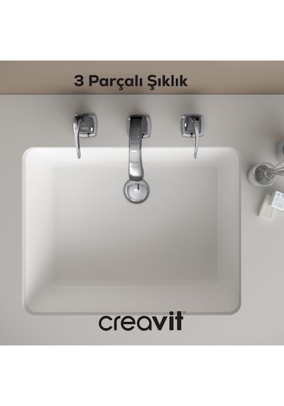 Creavit Giza Lavabo Armatürü Krom 3 Delikli Sifonlu Bt.gz1503