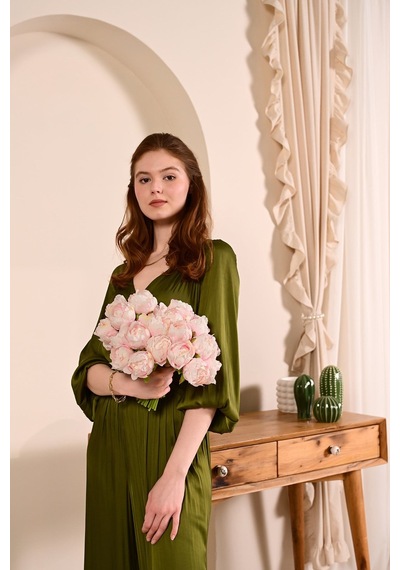 Pembe Premium Yapay Peony Şakayık Çiçeği Buketi 7 Dallı Lüx İpeksi Dokulu 25 Cm