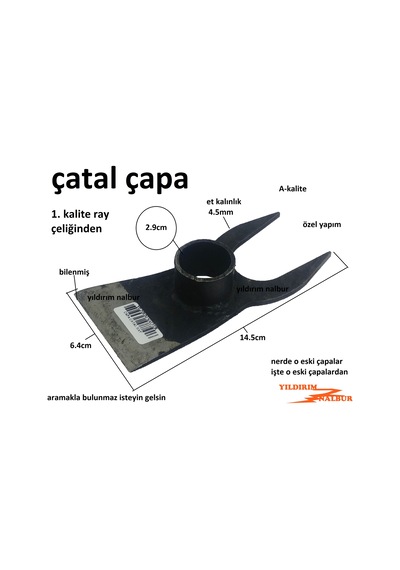 Çatal Çapa Eskilerden Ray Çelik Bahçe Çapası Tarla Çapas
