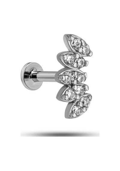 925 Ayar Gümüş Rodyumlu Minimal Beşli Mekik Model Tragus Piercing Küpe Gümüş