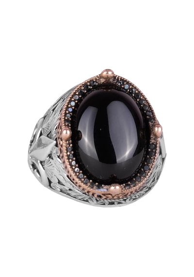 925 Ayar Gümüş Yüzükler Premium Üretilmiş Taşlarla Cabochon Oniks Üretilmiş Gümüş
