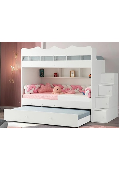 Grey Mdf Çelik Profilli Yavrulu Ranza Beyaz M2 90 X 190 Cm Grey Mdf Çelik Profilli Yavrulu Ranza Beyaz M2 90 X 190 Cm