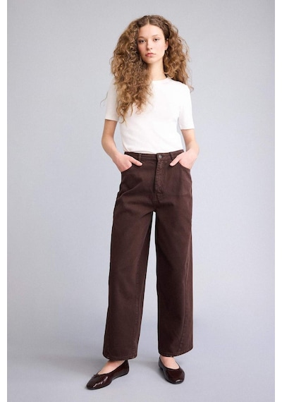Defacto Baggy Fıt Normal Bel Gabardin Pantolon G9893ax26spbn473 Kahve-bn473