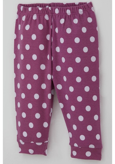 Breeze Kız Bebek Pijama Takımı Omuzdan Patlı Beyaz Puantiye Desenli 4 Ay-1 Yaş, Eflatun Eflatun
