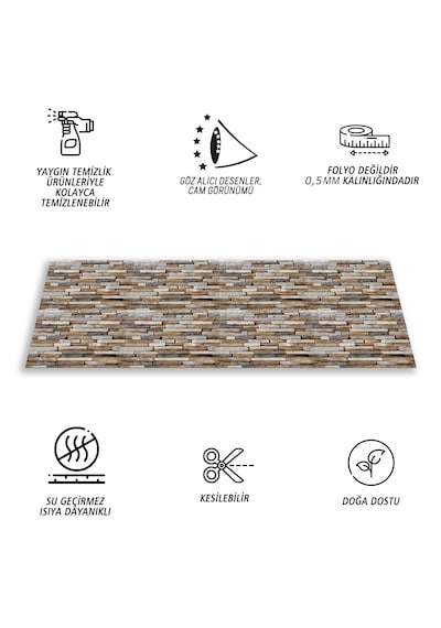 Kendinden Yapışkanlı Fayans Kaplama Pvc Karo Geometrik Taş Desen 60x120 Cm 7 Adet 5 M2