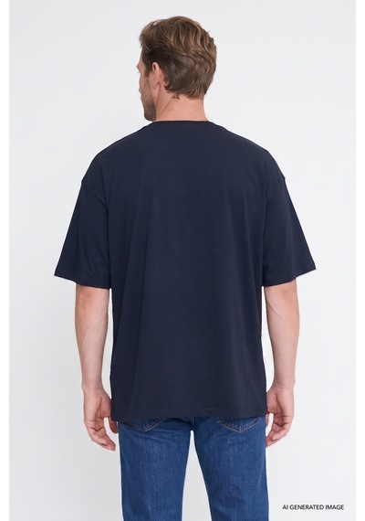 Ac&Co / Altınyıldız Classics Erkek Lacı %100 Pamuk Oversize Fit Rahat Kesim Bisiklet Yaka Basic Tişört