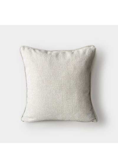 "stone" Dokulu Düz Kırlent Kılıfı - 45x45 - Beyaz Beyaz - Krem