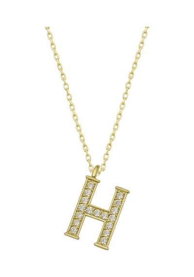 Gümüş Gold H Harfi Kadın Kolye (547128399)