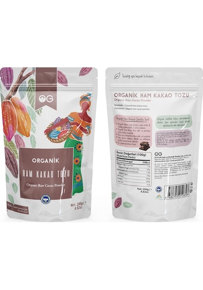 2'li Organik Ham Kakao Tozu 250 Gr