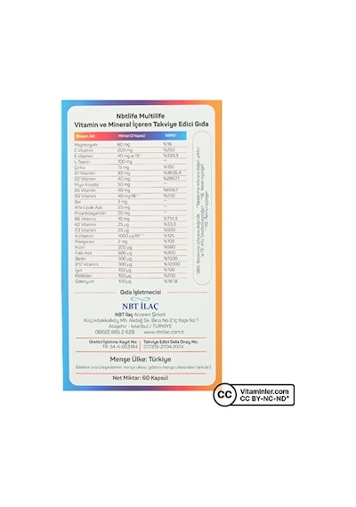 Nbt Life Multilife Multivitamin 60 Kapsül