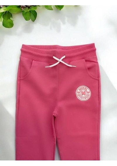 Kız Çocuk Beli Paçası Lastikli Pamuklu Eşofman Alt-14303 Pembe