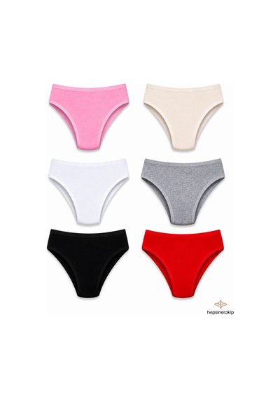 Hepsine Rakip 6'lı Tutku Kadın Pamuklu Bikini Külot Seti Nevra 0531 Çok Renkli