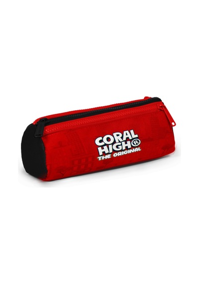 Coral High Kids Kırmızı Mavi İtfaiye Desenli Üç Bölmeli Kalem Çantası 31063 Kiraz