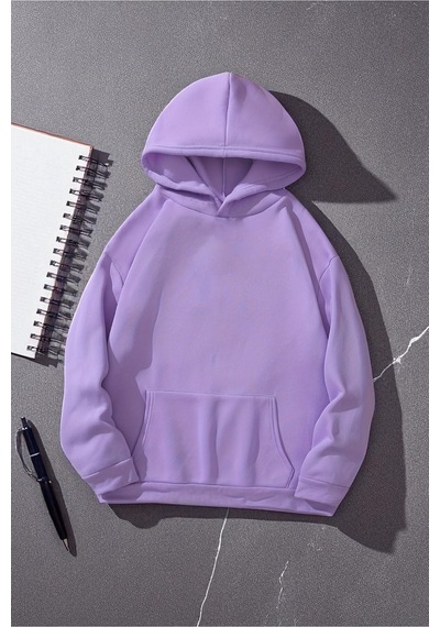 Uyguntarz Enjoy Personel Time Baskılı Oversize Sweatshirt Lila