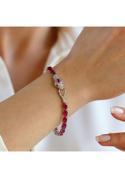 Sky Red Colleciton Serpent Yakut Creatif Gümüş Bileklik Gümüş