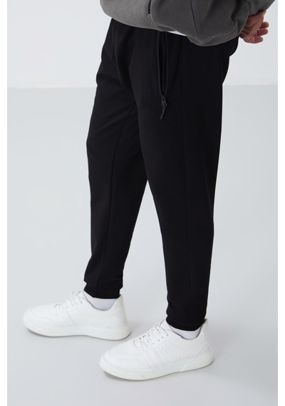 Tommy Life Siyah Fermuar Cepli Standart Kalıp Jogger Erkek Eşofman Alt - 84651 001
