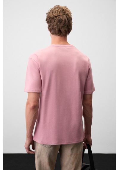 Grimelange Stone Erkek Yuvarlak Yakalı Önü Baskılı Pembe T-shirt