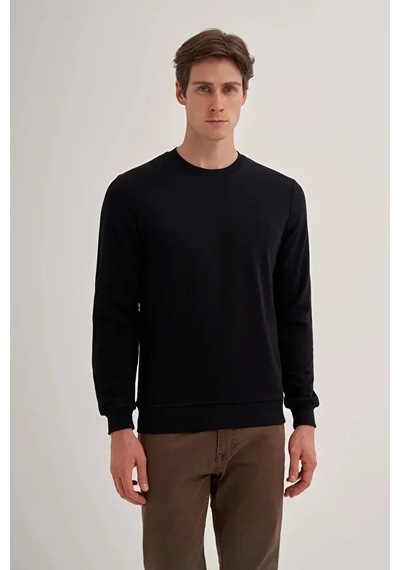 Cazador Slim Fit Mevsimlik 3 İplik Pamuk Karışımlı Sweatshirt-56100 Siyah