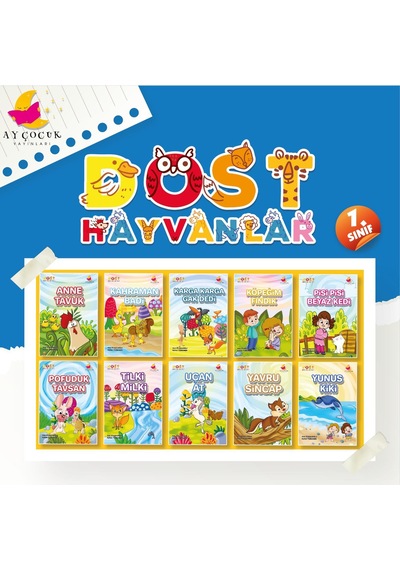1. Sınıf Dost Hayvanlar Hikaye Kitabı Seti 10'Lu - Ay Çocuk Yayınları