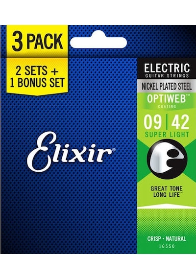 Elixir 16550 Optiweb Coating Nickel Plated Steel 3'Lü Set Elektro