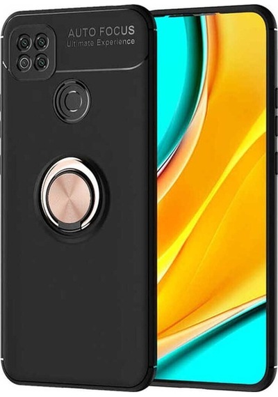 Xiaomi Redmi 9c Kılıf Zore Ravel Silikon Kapak Siyah-Rose Gold