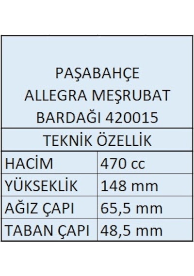 Paşabahçe Allegra Su Meşrubat Bardağı 6'lı 420015 Şeffaf
