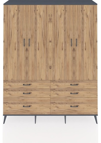 Hyperion Gardrop 8 Raflı 6 Çekmeceli 4 Kapaklı 176x44x221 Antrasit-çam Çam Hyperion Gardrop 8 Raflı 6 Çekmeceli 4 Kapaklı 176x44x221 Antrasit-çam Çam