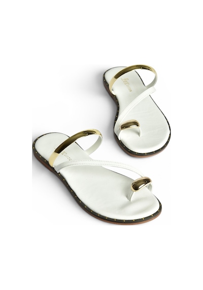 Fox Shoes Y291700103 Beyaz Hakiki Deri Kadın Terlik