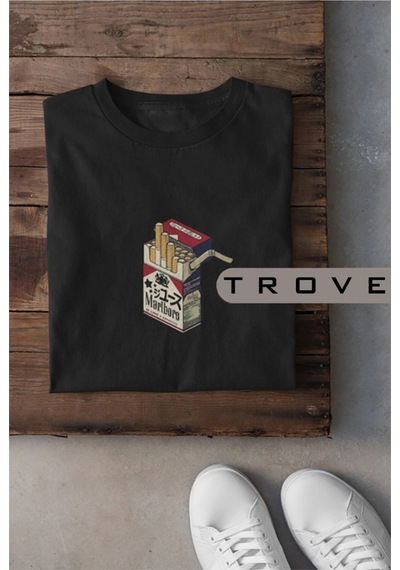 Tarzsokak Unısex Kadın Erkek Sigara Paket Tasarım Japon %100 Pamuk Baskılı Siyah Beyaz T-shirt S