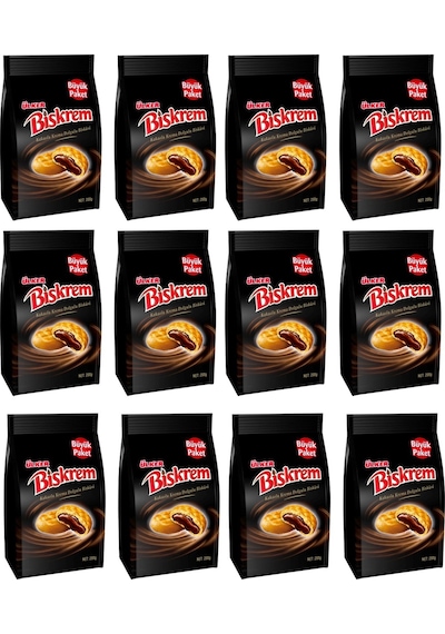 Ülker Biskrem Kakaolu Krema Dolgulu Bisküvi 12 x 200 G