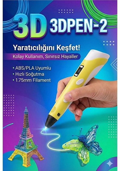 3d Pen Yaratıcı 3d Kalem Seti - Tam Kutu İçeriği, Kolay Kullanım, Abs/pla Uyumlu