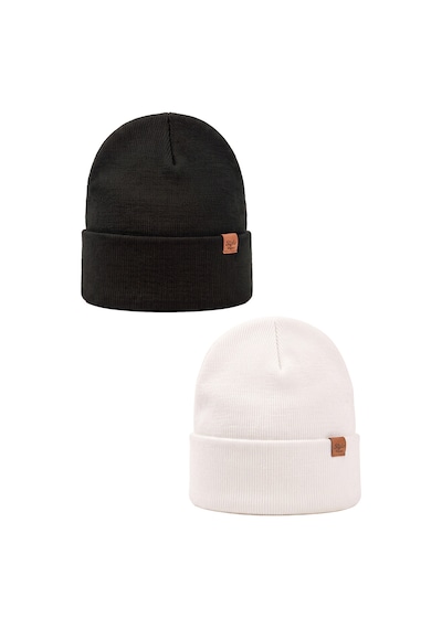 Sayzen Your Shine Unisex Basic Katlamalı 2'li Bere Set Siyah-beyaz