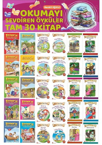 3.sınıflar İçin Renkli Eğitici Okumayı Sevdiren Hikayeler 30 Kitap