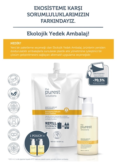 Sivilce & Siyah Nokta Karşıtı Yağlı-karma Ciltler Temizleme Jeli Ekolojik Yedek Paket 400 Ml